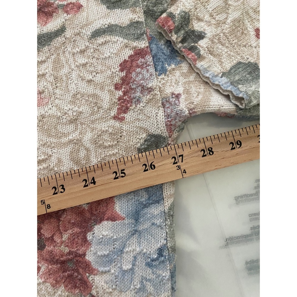 Moda Internazionale Forelli Vintage Floral Tapestry Sweater Cream Pink Blue XL - Picture 7 of 7